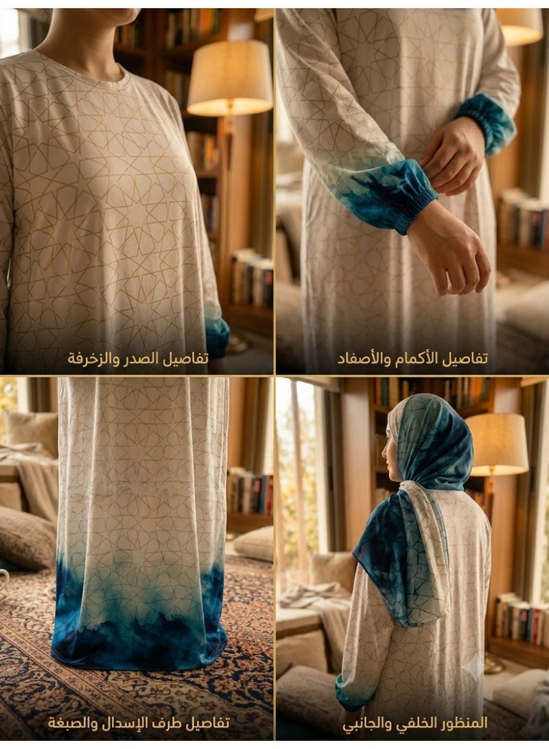 prayer isdal,blue ombre design,soft fabric,160cm length,one size - Image 2