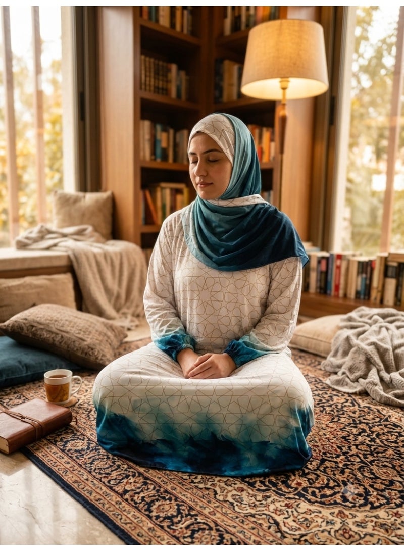 prayer isdal,blue ombre design,soft fabric,160cm length,one size - Image 3