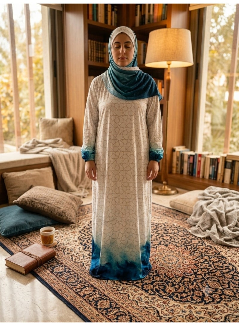 prayer isdal,blue ombre design,soft fabric,160cm length,one size - Image 1