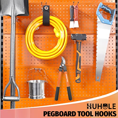HUHOLE Double Arm Pegboard Hooks 6 Inch 10PC, Fit 1/4" Pegboard, Ideal Peg Board Tool Utility Hooks for Garage Organization, Wall Storage, Heavy Duty Tool Holder with Protecting Tip - Image 3