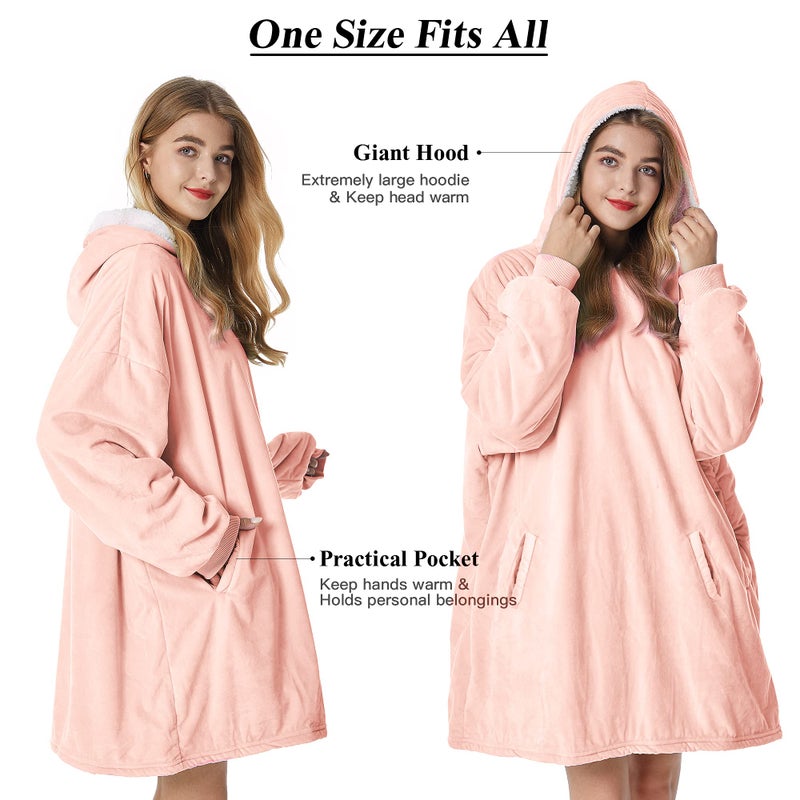 Felicigeely Blanket Hoodie  Oversized Wearable Blanket Sweatshirt for Adults Women Men Warm Cozy Thick Hoodie Blanket with Pockets and Sleeves Gift for Her Mom Girls - Image 3