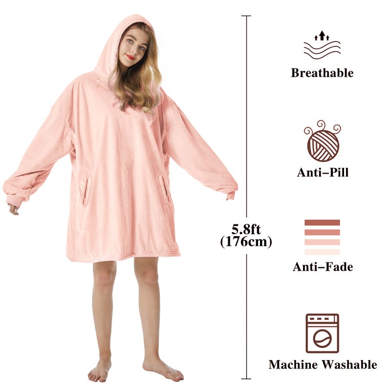 Felicigeely Blanket Hoodie  Oversized Wearable Blanket Sweatshirt for Adults Women Men Warm Cozy Thick Hoodie Blanket with Pockets and Sleeves Gift for Her Mom Girls - Image 5