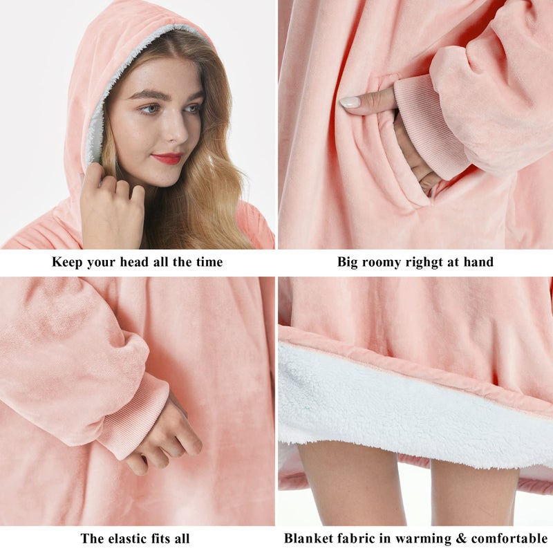 Felicigeely Blanket Hoodie  Oversized Wearable Blanket Sweatshirt for Adults Women Men Warm Cozy Thick Hoodie Blanket with Pockets and Sleeves Gift for Her Mom Girls - Image 4