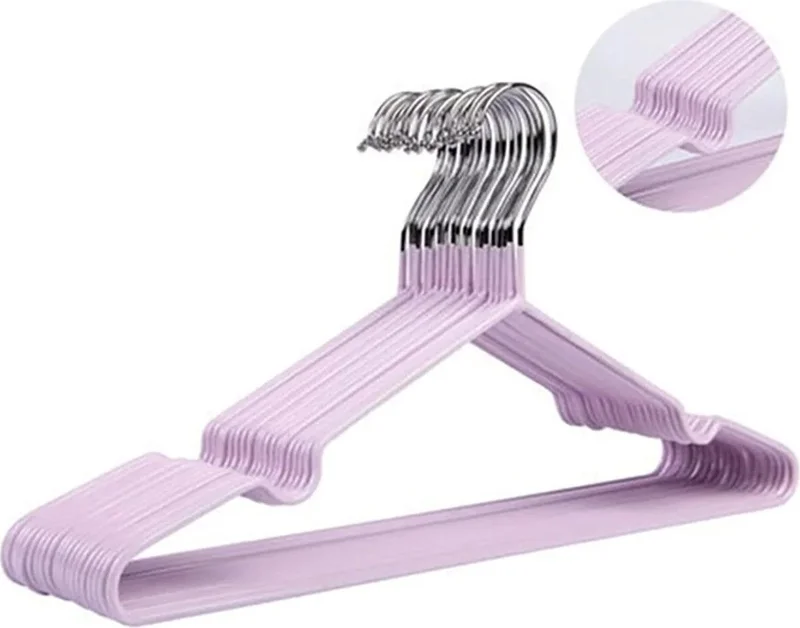 بيزيم ايفدي PVC Coated Non-Slip Metal Clothes Wardrobe Hanger 15 Pieces Mixed Color
