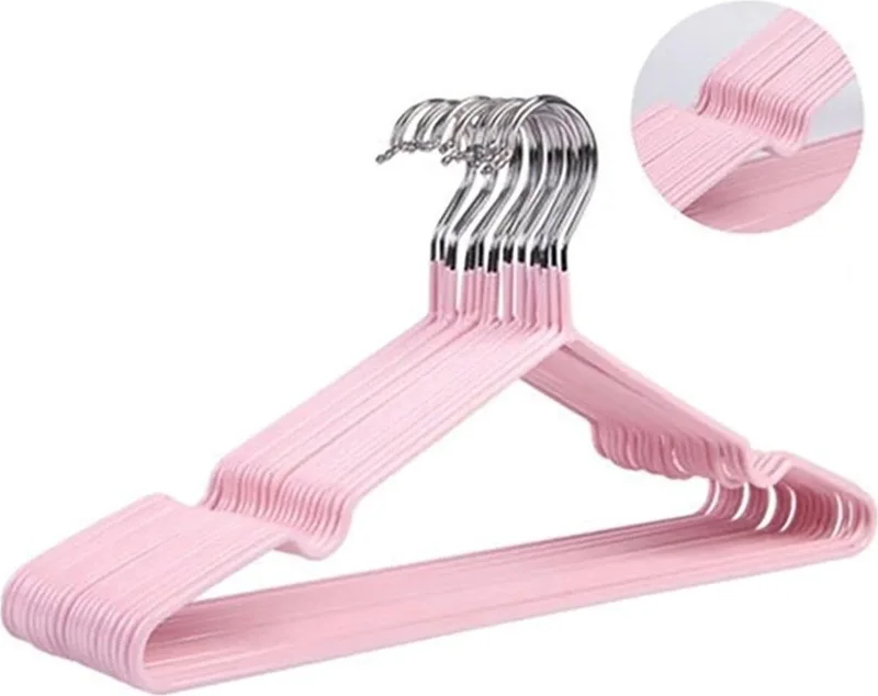بيزيم ايفدي PVC Coated Non-Slip Metal Clothes Wardrobe Hanger 15 Pieces Mixed Color