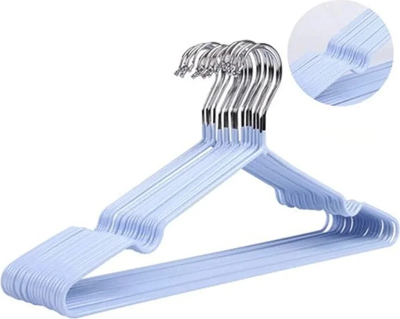 بيزيم ايفدي PVC Coated Non-Slip Metal Clothes Wardrobe Hanger 15 Pieces Mixed Color