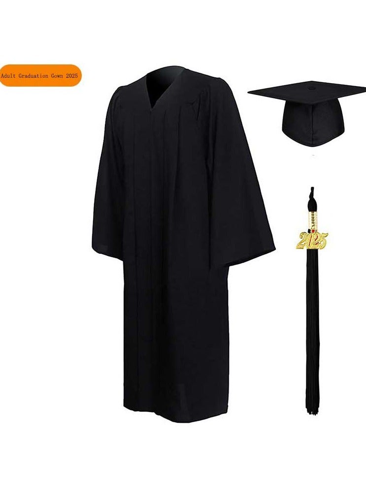 Loquat Middle High School College Graduation Gown Robe With Cap Black - Image 1