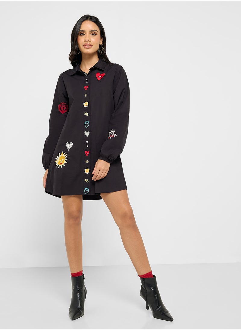 Never fully Dressed Printed Button Down Dress  - Image 1