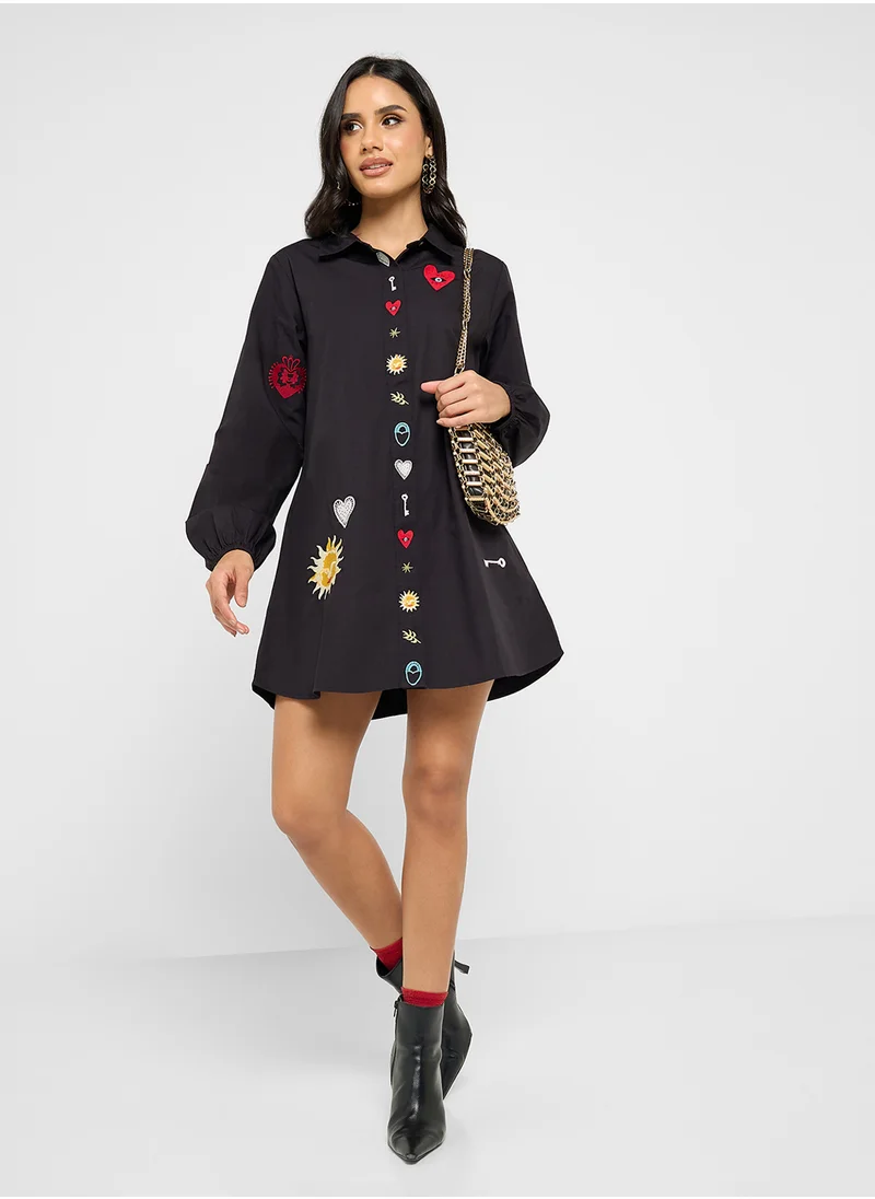 Never fully Dressed Printed Button Down Dress