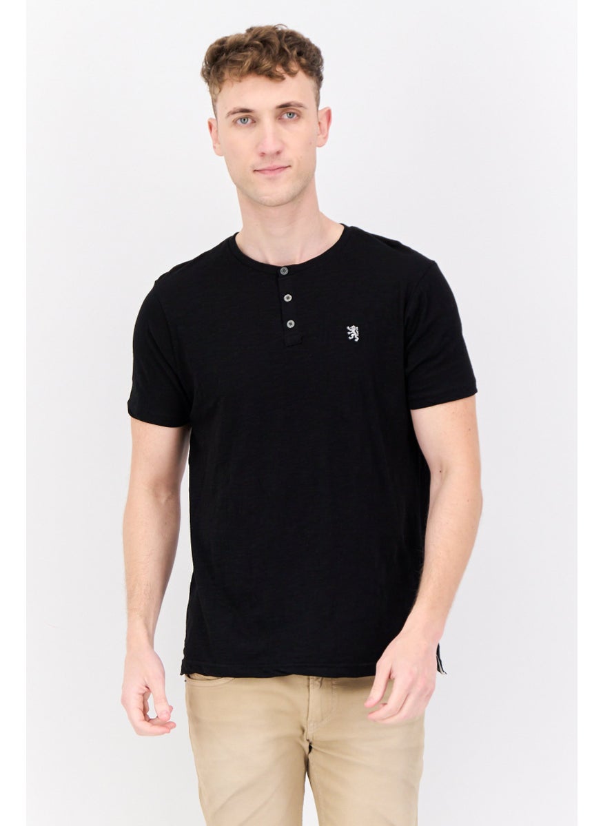 English Laundry Men Crew Neck Short Sleeves Brand Logo T-Shirt, Black  - Image 1