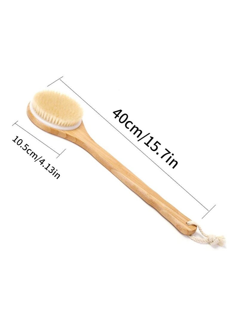 ORiTi Bath Body Brush Back Scrubber Shower Bath Brush with Long Wooden Handle - Image 2