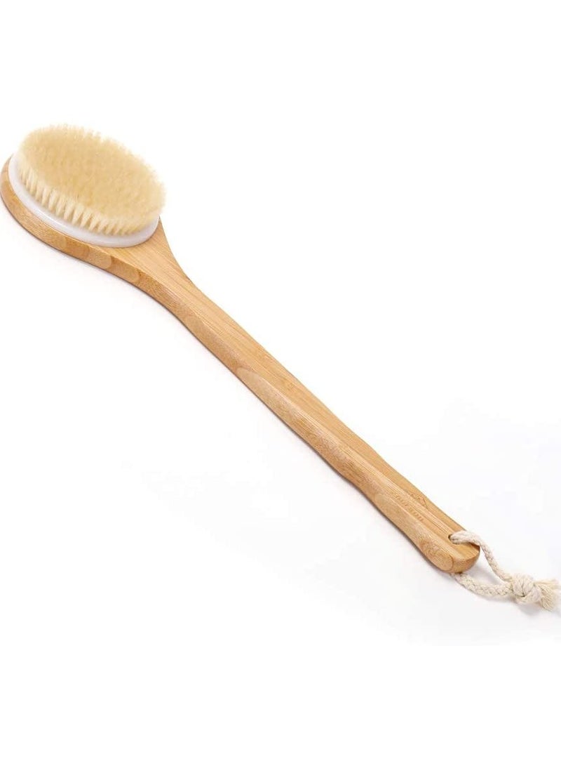 ORiTi Bath Body Brush Back Scrubber Shower Bath Brush with Long Wooden Handle - Image 1