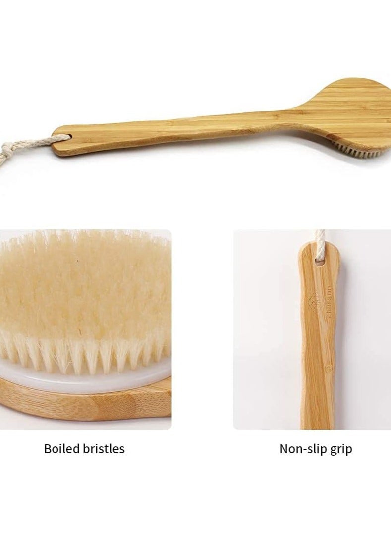 ORiTi Bath Body Brush Back Scrubber Shower Bath Brush with Long Wooden Handle - Image 3