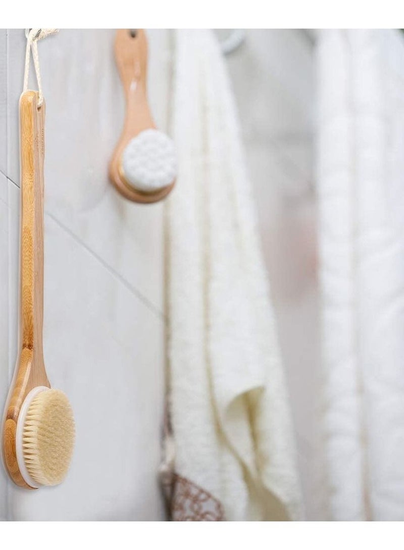 ORiTi Bath Body Brush Back Scrubber Shower Bath Brush with Long Wooden Handle - Image 4