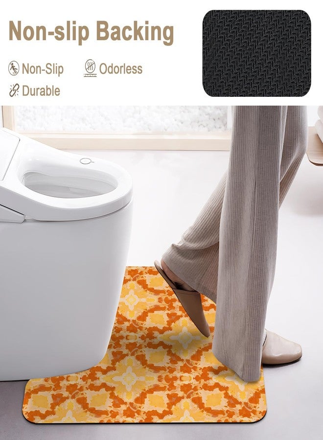 THISFIND Terracotta Geometric Orange U-Shaped Toilet Mat with Warm Pattern, Thick Soft Washable, Non-Slip for Boho Modern Bathroom & Apartment Decor - Image 4