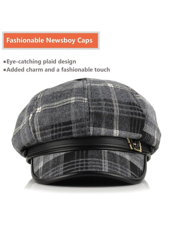 KORIXINE Newsboy Hats for Women - Retro Classic Plaid Hat Fashionable British Irish Beret Cap Girls Vintage Dressy Caps, Black Butterfly, One size - Image 5