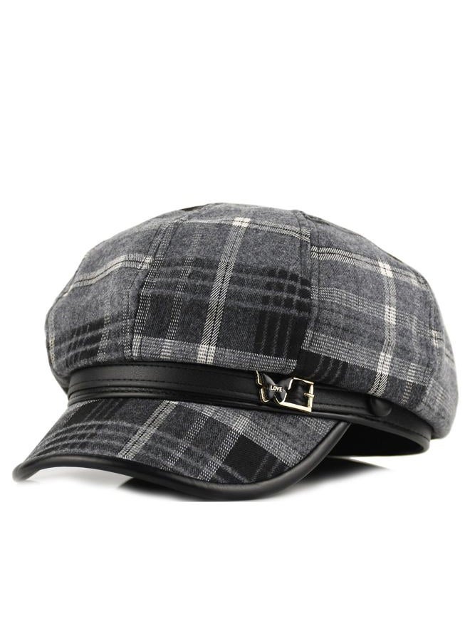 KORIXINE Newsboy Hats for Women - Retro Classic Plaid Hat Fashionable British Irish Beret Cap Girls Vintage Dressy Caps, Black Butterfly, One size - Image 1