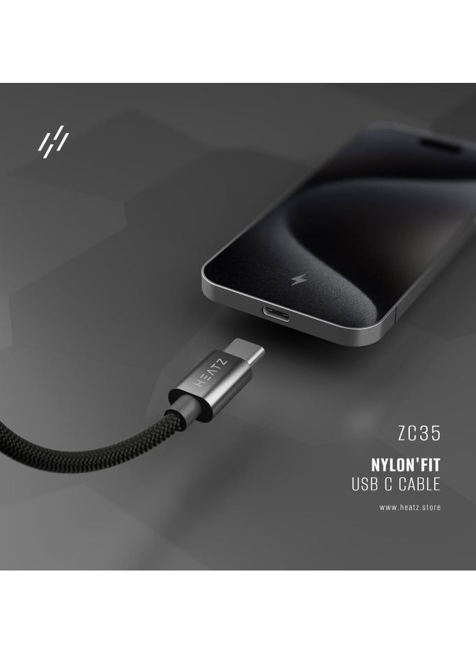 HEATZ USB C CABLE FAST CHARGING NYLON FIT 3A CABLE HEATZ ZC35  - Image 3
