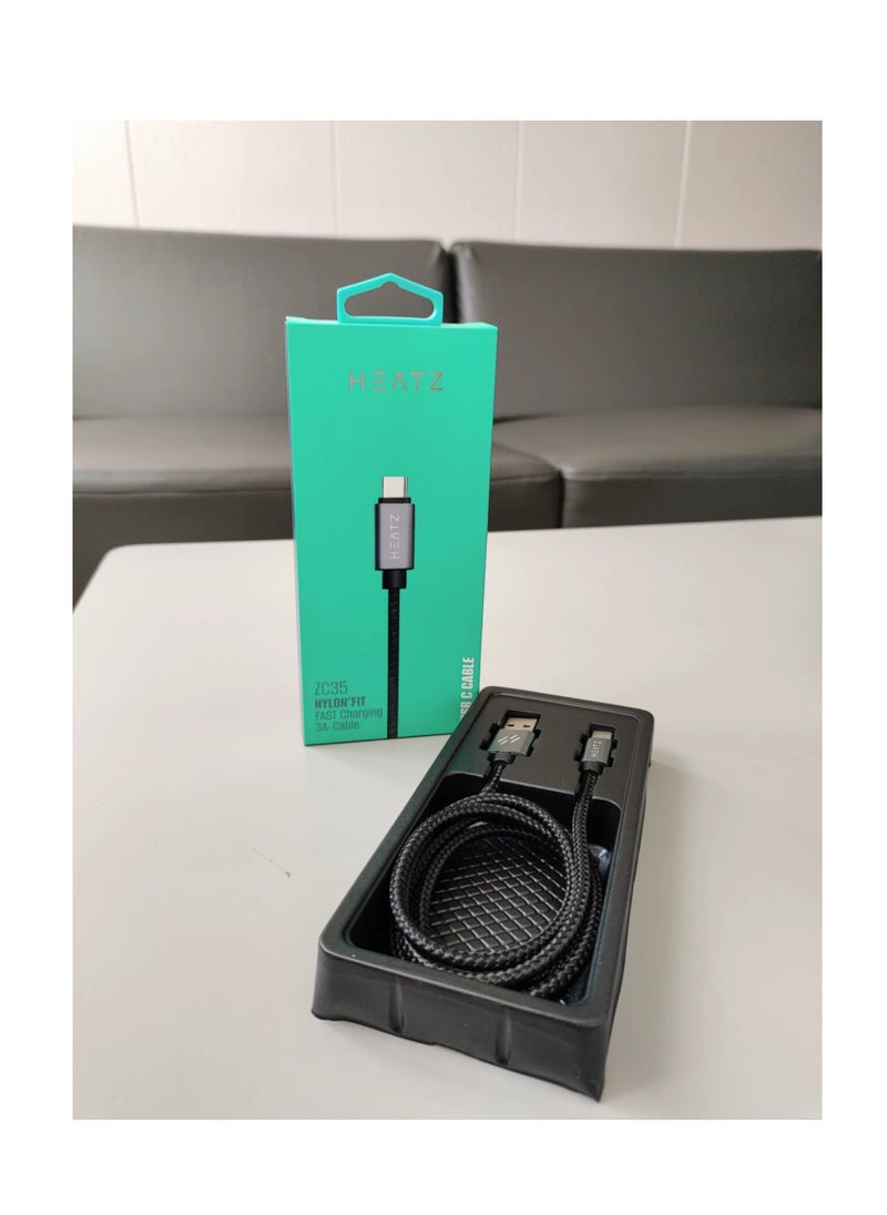 HEATZ USB C CABLE FAST CHARGING NYLON FIT 3A CABLE HEATZ ZC35  - Image 2