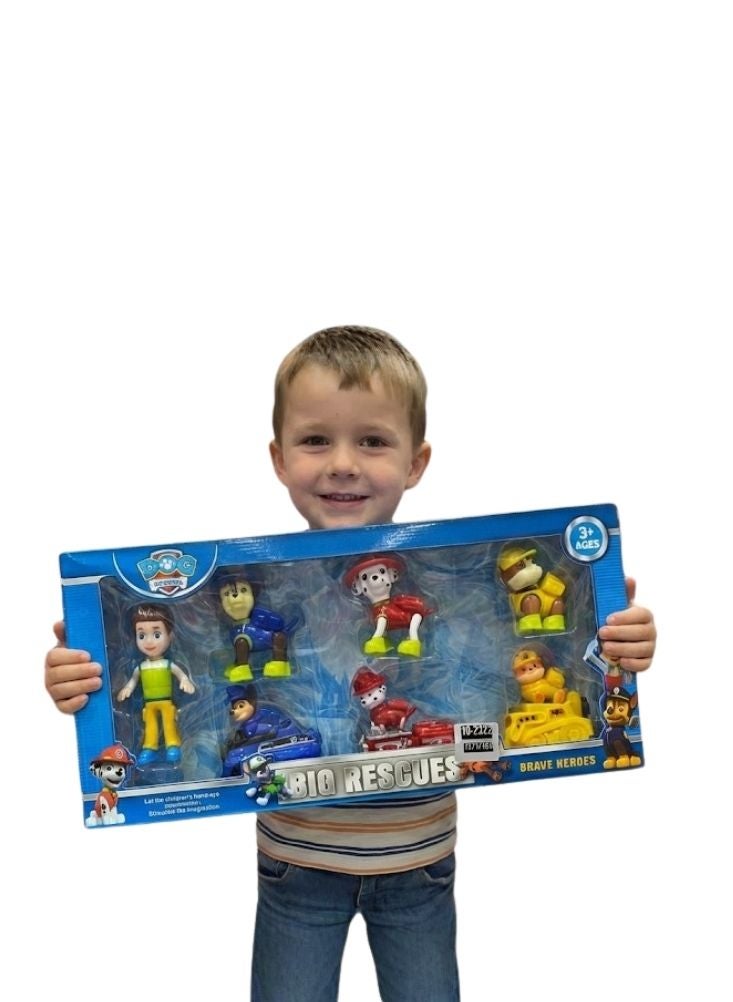 بريميم مجموعة شخصيات باو باترول بيج ريسكيوز للأطفال – رايدر، تشيس، مارشال، ورابل مع مركبات الإنقاذ، مجموعة ألعاب تعليمية للأطفال من عمر ثلاث سنوات فما فوق - Image 3