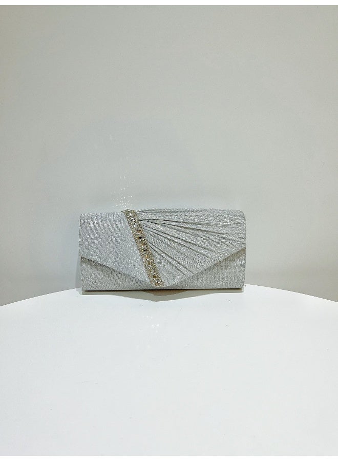 نيمي حقيبة يد مغلقة بالأحجار اللامعة لحفلات السهرة - Image 3