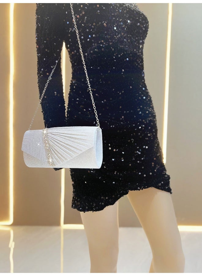 نيمي حقيبة يد مغلقة بالأحجار اللامعة لحفلات السهرة - Image 2