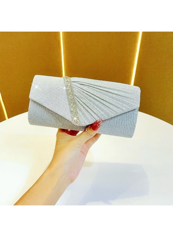 نيمي حقيبة يد مغلقة بالأحجار اللامعة لحفلات السهرة - Image 1