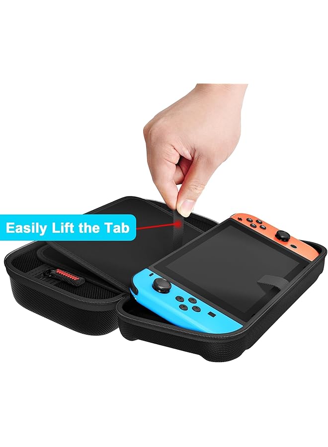 Excefore Switch Case Compatible With Nintendo Switch/Switch Oled Carrying Case With 20 Game Cartridges Protective Hard Shell Travel Case Pouch For Nintendo Switch Console & Accessories Black - Image 3
