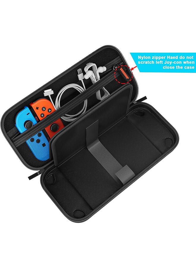 Excefore Switch Case Compatible With Nintendo Switch/Switch Oled Carrying Case With 20 Game Cartridges Protective Hard Shell Travel Case Pouch For Nintendo Switch Console & Accessories Black - Image 4