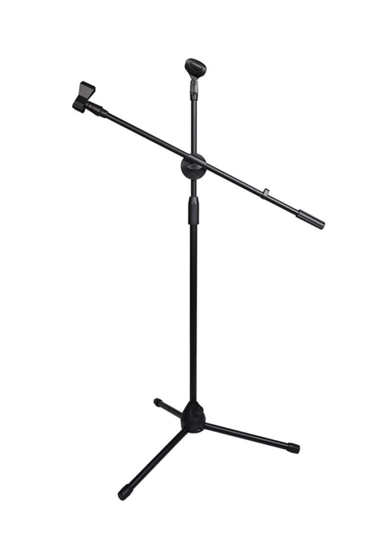 Djustable Double-headed Mic Clip Microphone Holder Telescopic Floor Boom Stand  - Image 1