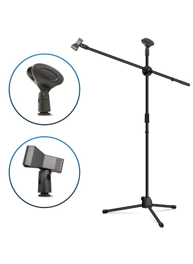 Djustable Double-headed Mic Clip Microphone Holder Telescopic Floor Boom Stand - Image 5