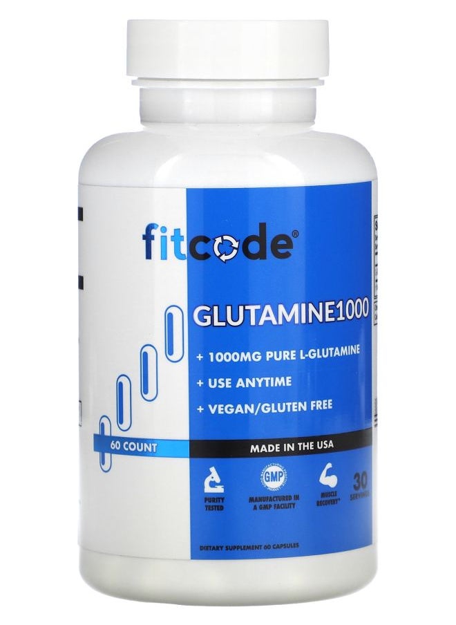 fitcode Glutamine1000 1000 mg 60 Capsules (500 mg per Capsule) 
