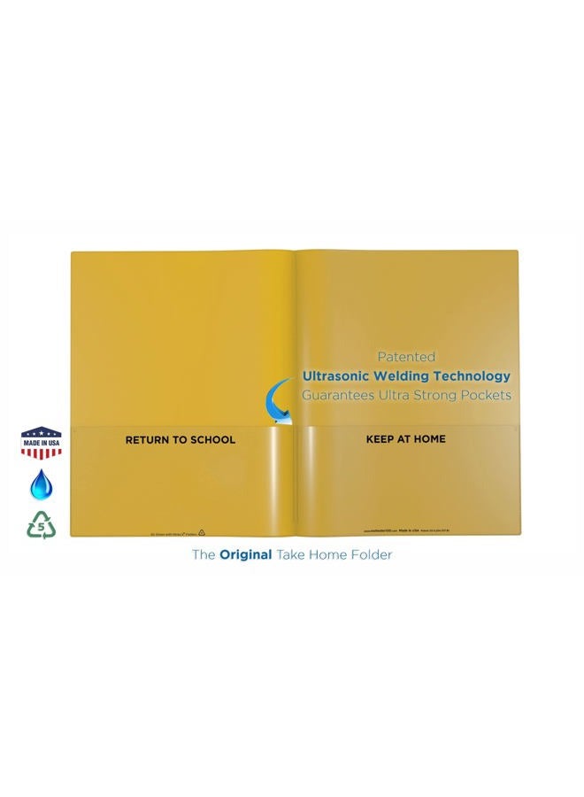 Nicky's Folders English Communicator, Parent-Teacher Folder, Patented Tear-Resistant, Flexible Plastic, 2 Inside Pockets, 2 Exterior Sleeves, Letter Size Paper, Single Color (24 Pack) (Yellow) - Image 3