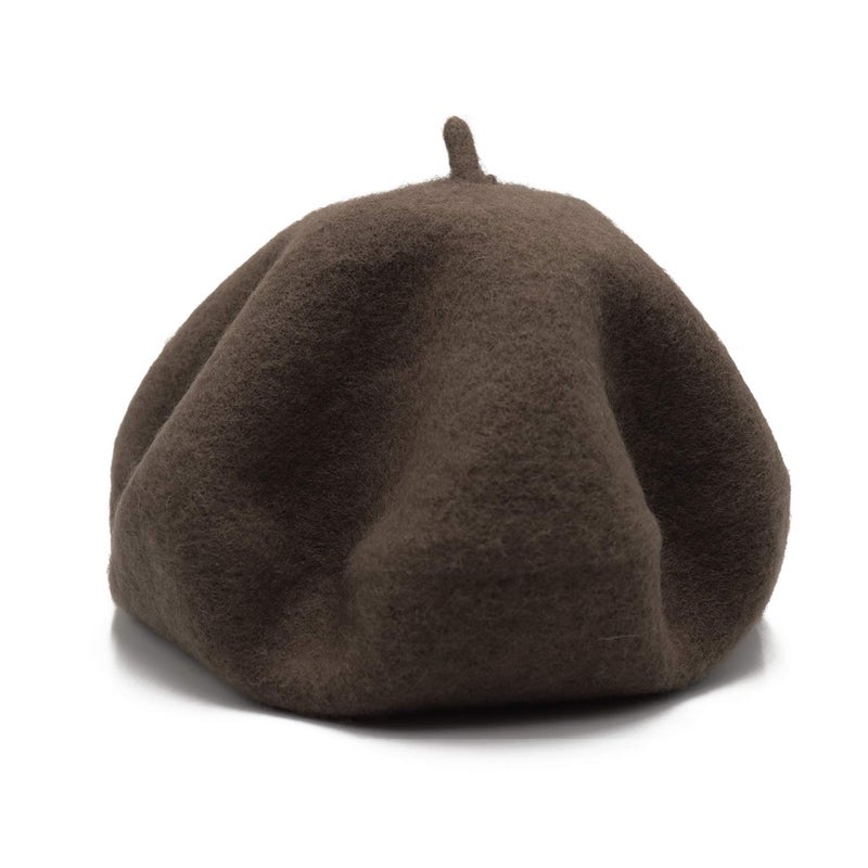 Wheebo Wool Beret Hat,Solid Color French Style Winter Warm Cap for Women Girls (Coffee) - Image 5