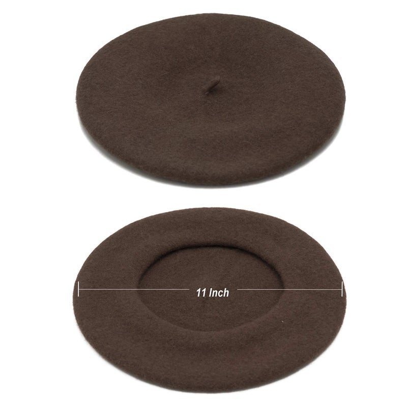 Wheebo Wool Beret Hat,Solid Color French Style Winter Warm Cap for Women Girls (Coffee) - Image 4