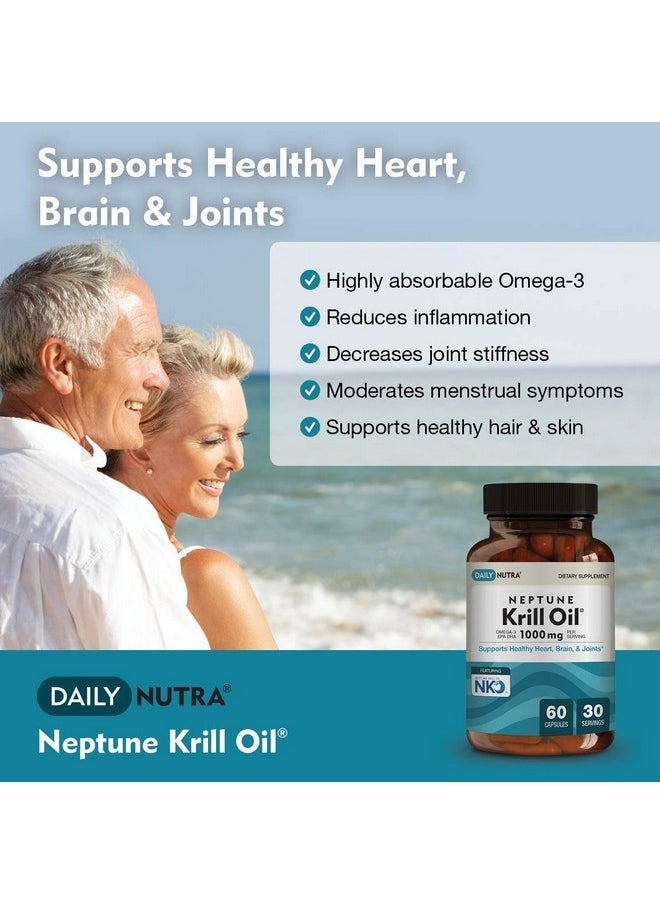 DailyNutra - Neptune Krill Oil 1000Mg Antarctic Krill Oil Omega 3 Phospholipids Epa Dha & Astaxanthin Promotes Healthy Heart Brain & Joints No Fishy Aftertaste (30 Servings / 60 Softgels) - Image 1