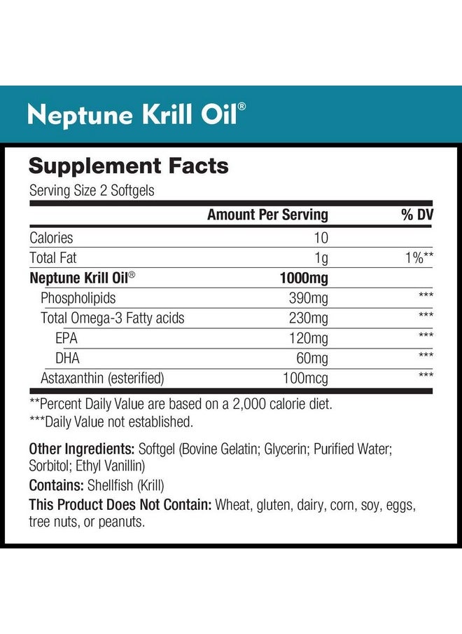 DailyNutra - Neptune Krill Oil 1000Mg Antarctic Krill Oil Omega 3 Phospholipids Epa Dha & Astaxanthin Promotes Healthy Heart Brain & Joints No Fishy Aftertaste (30 Servings / 60 Softgels) - Image 1