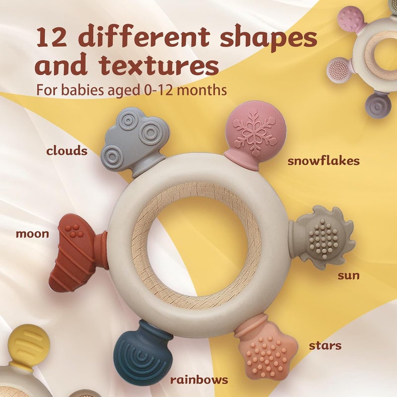 Wenobby 3 Packs Baby Teether Rings for 06 612 Months Babies Teething Toys with Pacifier Clip Holder Baby Chew Toys for Sucking Needs BPA Free - Image 2