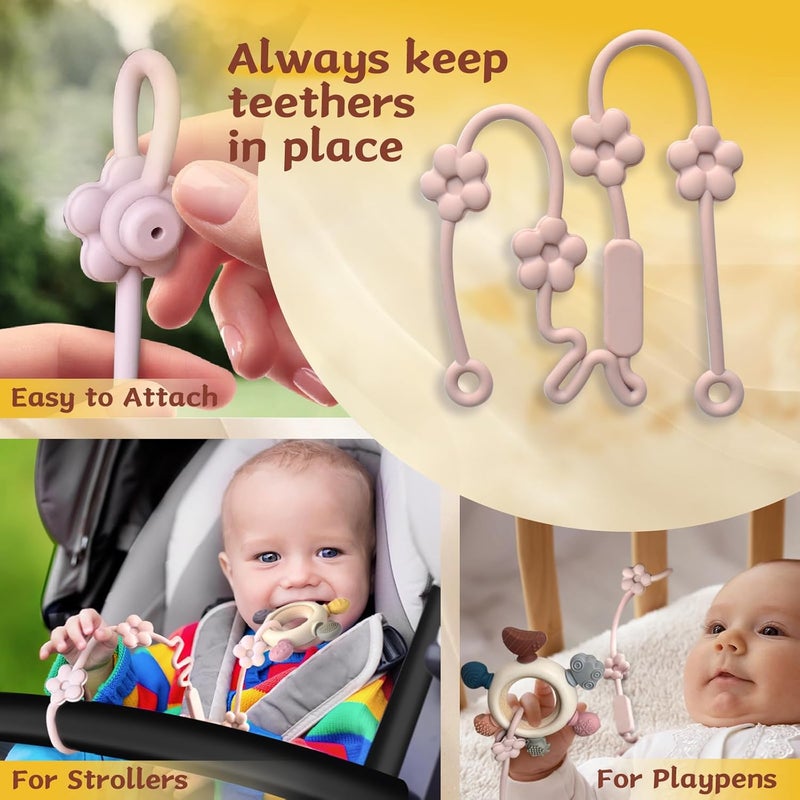Wenobby 3 Packs Baby Teether Rings for 06 612 Months Babies Teething Toys with Pacifier Clip Holder Baby Chew Toys for Sucking Needs BPA Free - Image 4