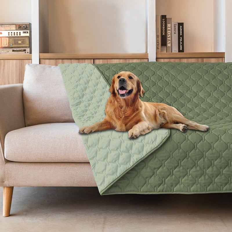 gogobunny 100% Double-Sided Waterproof Dog Bed Cover Pet Blanket Sofa Couch Furniture Protector for Puppy Large Dog Cat, Reversible (52x82 Inch (Pack of 1), Dark Green/Light Green) - Image 1