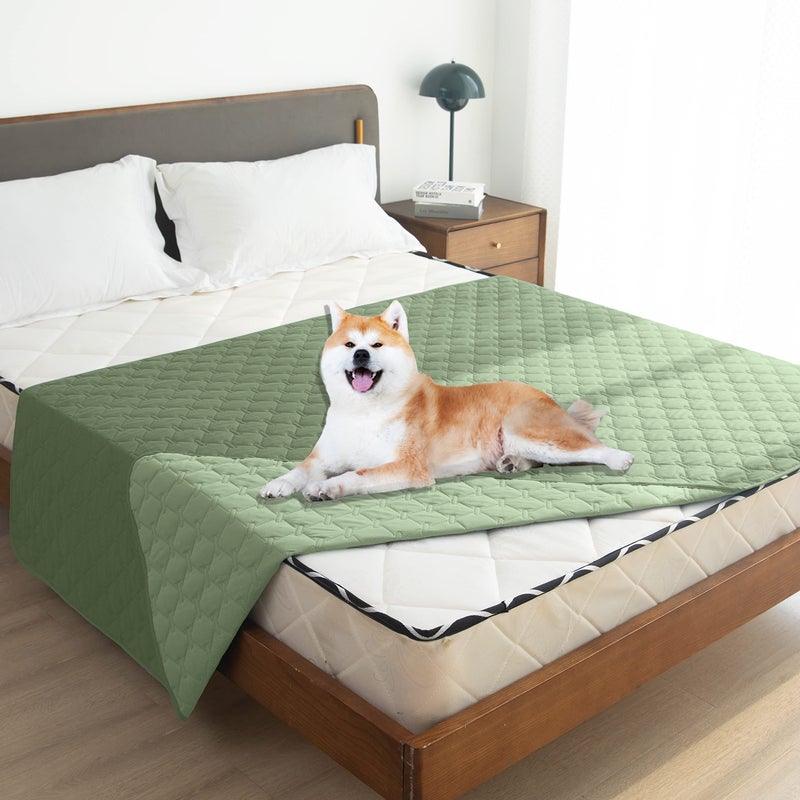 gogobunny 100% Double-Sided Waterproof Dog Bed Cover Pet Blanket Sofa Couch Furniture Protector for Puppy Large Dog Cat, Reversible (52x82 Inch (Pack of 1), Dark Green/Light Green) - Image 4