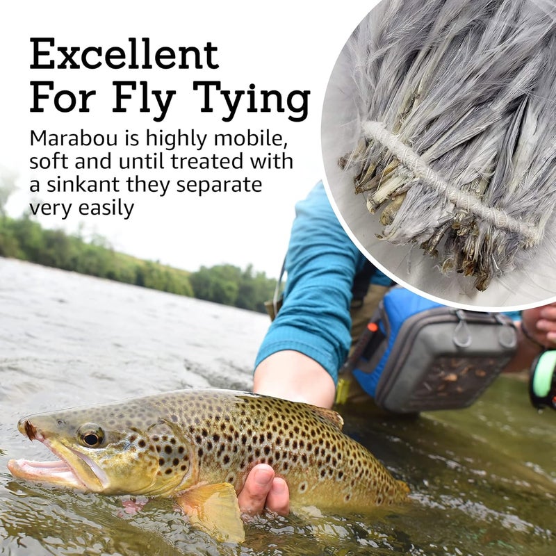 Creative Angler Strung Marabou Bird Feathers for Tying Fly Fishing Flies - Fly Tying Accessories - Perfect Choice for Tail & Wings and Easy to Tie On The Lure - Image 4