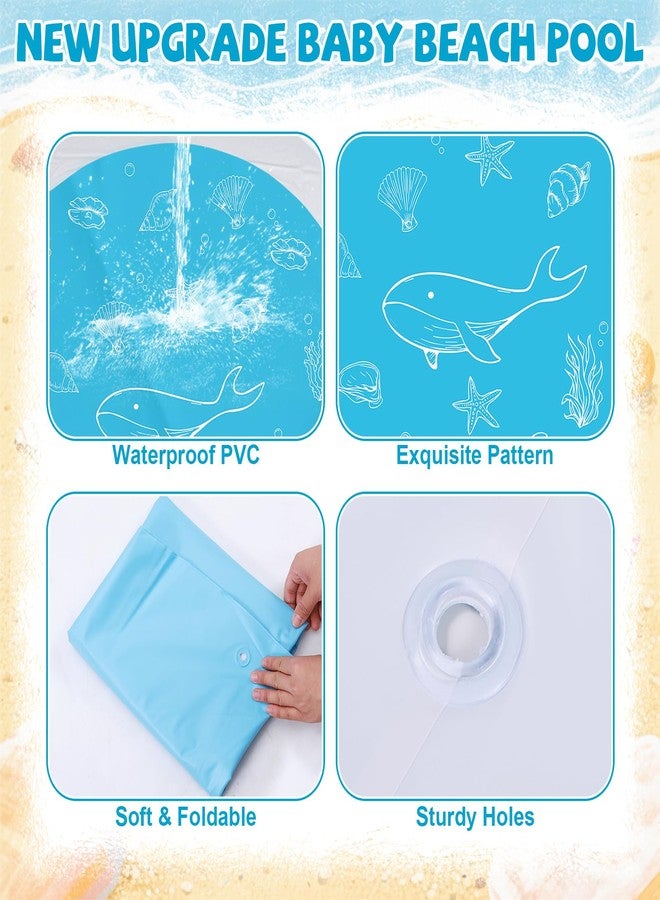 Hlimior 6.9FTx6.9Ft Beach Pool, Portable Foldable Plastic Kids Pool Blanket with 8 Fixed Holes, Waterproof Beach Mat Kit with Storage Bag 8 Drawstring Bags 8 Pegs for Toddlers Vacation Swimming Picnic - Image 3