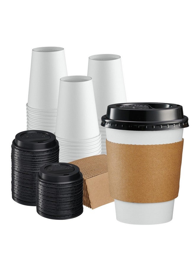 Gusto GUSTO [12 oz. - 100 Sets Disposable Coffee Cups with Lids and sleeves - To Go Paper Hot Cups for Travel and Office Use - Formerly Comfy Package - Image 1