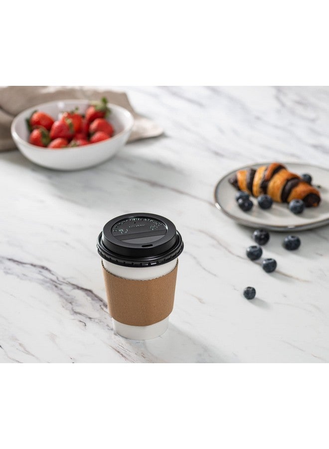 Gusto GUSTO [12 oz. - 100 Sets Disposable Coffee Cups with Lids and sleeves - To Go Paper Hot Cups for Travel and Office Use - Formerly Comfy Package - Image 4