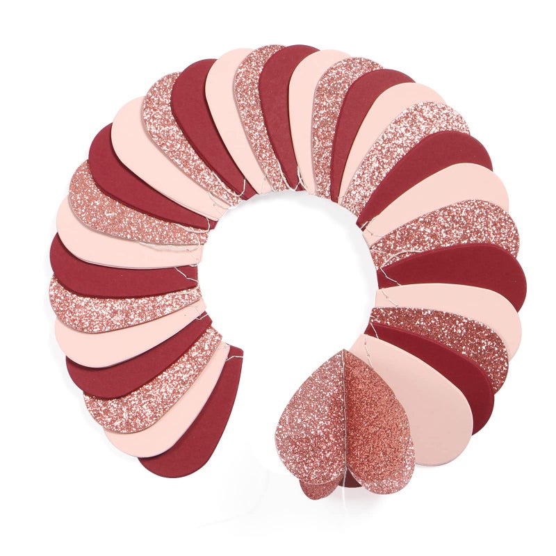 OURUOLA تزيين قلوب ثلاثية الأبعاد باللون الوردي الذهبي والأحمر البرغندي - 39 قدم لزينة حفلات عيد الحب - Image 2