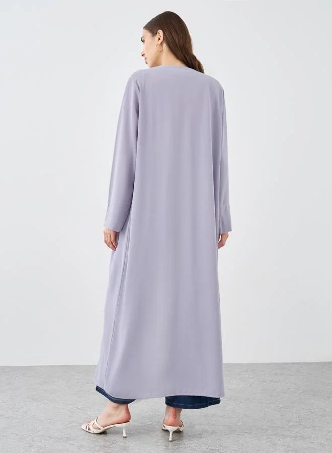 Take Two Take Two Solid Front Open Kimono with Slit Sleeves