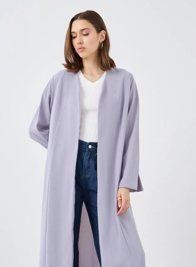 Take Two Take Two Solid Front Open Kimono with Slit Sleeves