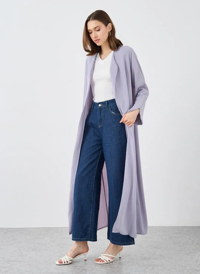Take Two Take Two Solid Front Open Kimono with Slit Sleeves