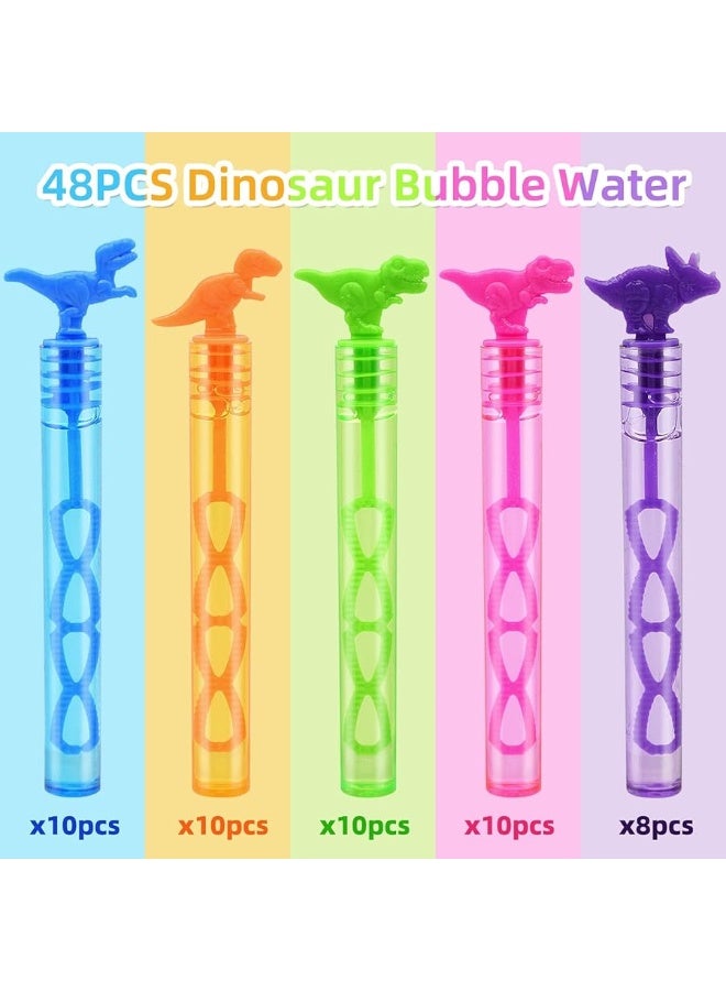 Paezm 48 Pack Bubbles for Kids Party Favors - 5 Colors Mini Dinosaur Quad-Hole Bubble Wand Bulk with Bubbles Refill Solution Toys for Kids Carnival Fiesta Easter Basket Goodies Bag Stuffers Birthday Gifts - Image 1